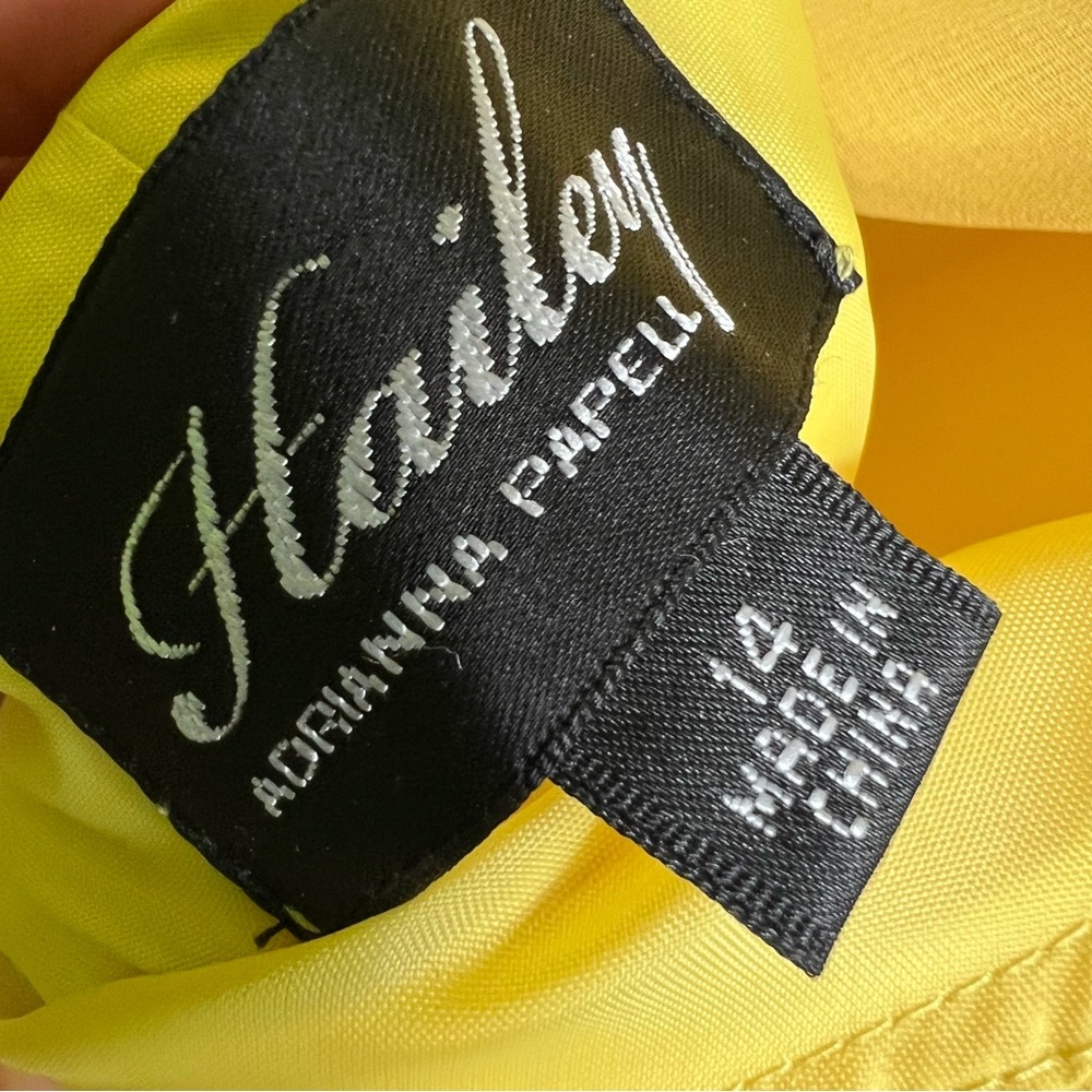 Strapless Yellow Ruffled Evening Gown - Picture 4 of 7